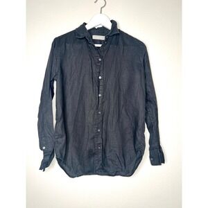 Everlane Black 100% Linen Long Sleeve Button Down Shirt Womens Size 00 Classic